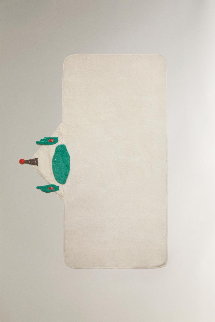 SPACE HOODED KIDS' BATH TOWEL — Oyster-white