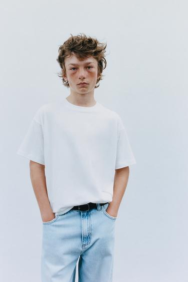 Zaras ENFÄRGAD T-SHIRT - Vit