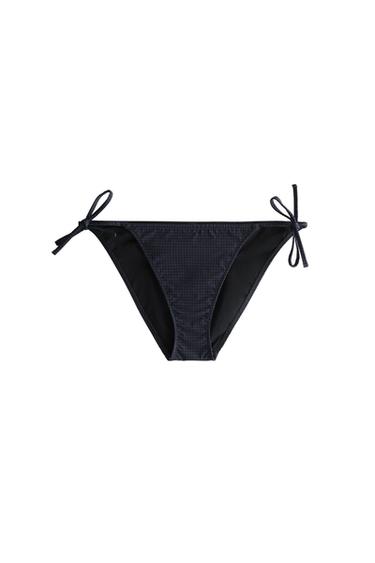 GINGHAM BEACH BIKINI BOTTOMS WITH TIES - Blue by Zara