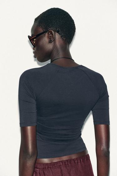 SOFT-TOUCH T-SHIRT - Charcoal grey de Zara - Image 3