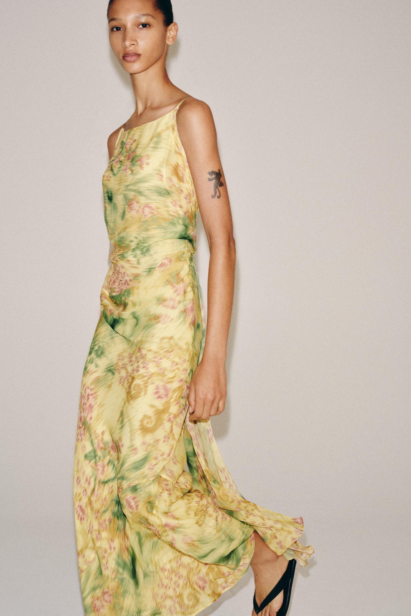 Женское платье Zara ZW Collection Printed Bow, цвет: Разноцветный — фото 2