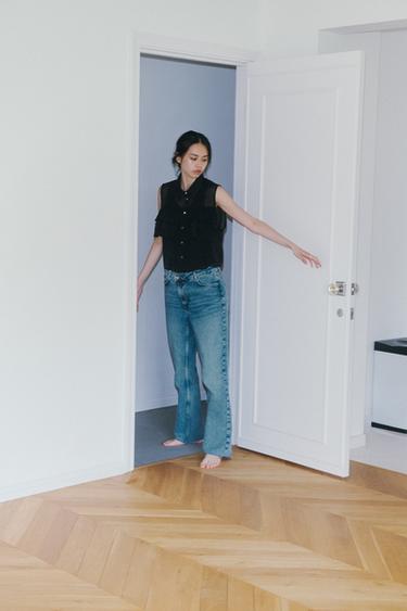 JEANS Z.09 STRAIGHT ANKLE HIGH-WAIST CROSSOVER WAIST - Mid-blue by Zara