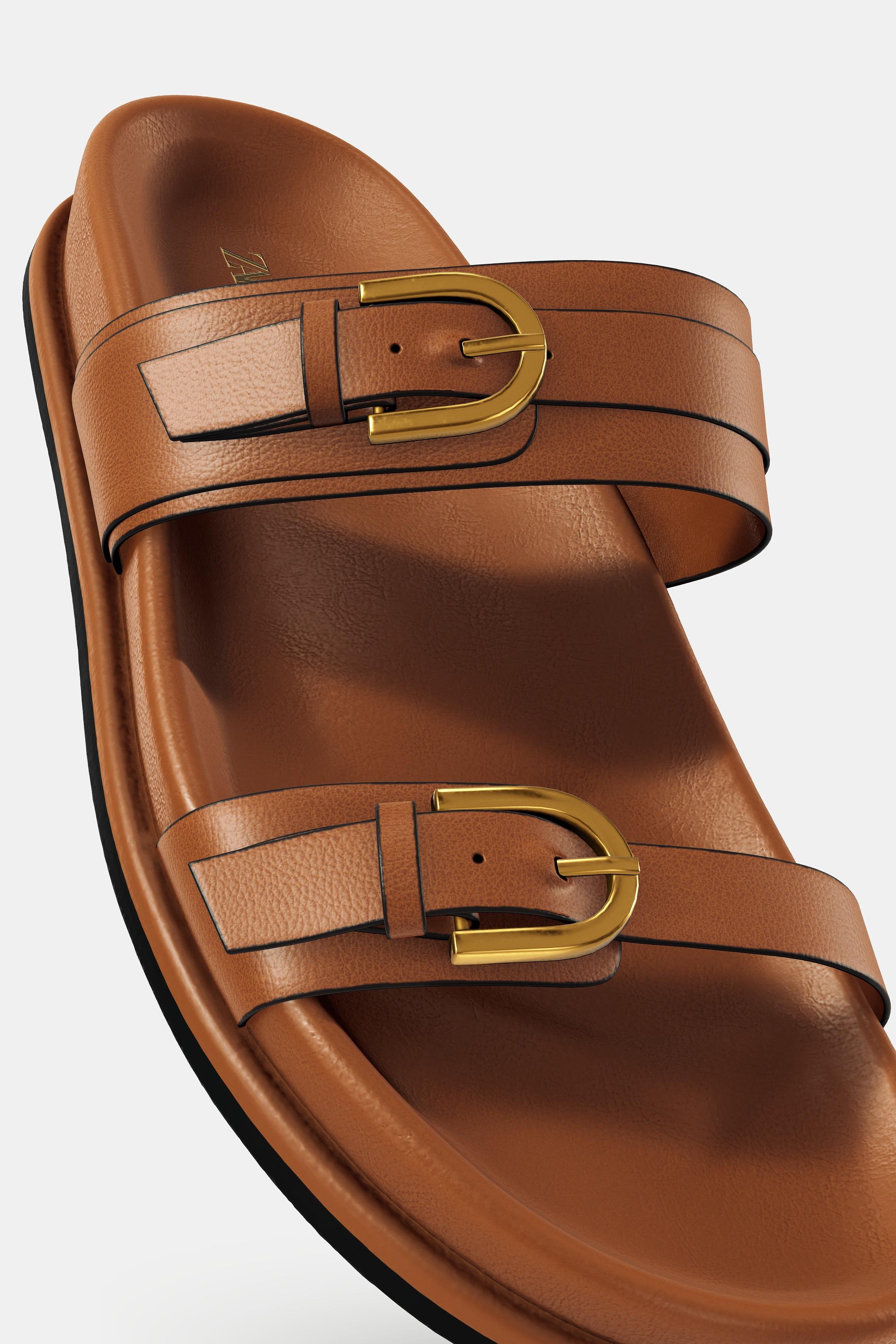 SANDALS WITH BUCKLE DETAIL - Brown by Zara