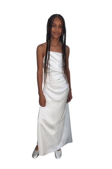 SATIN ASYMMETRIC DRESS WITH RHINESTONE STRAPS - White by Zara