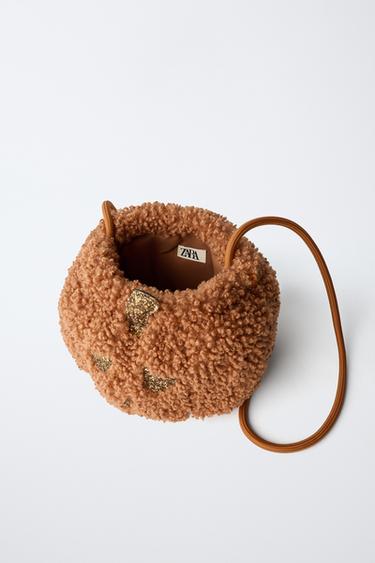 FAUX SHEARLING PUMPKIN CROSSBODY BAG - Orange by Zara - Image 3
