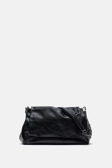 BOLSA TIRACOLO COM ABA ROCK - Preto da Zara