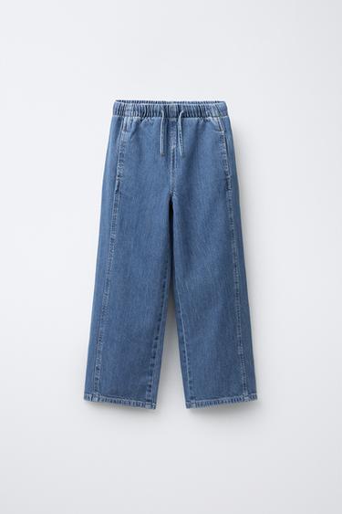WIDE-LEG JEANS WITH DRAWSTRINGS - Blue by Zara - Image 0