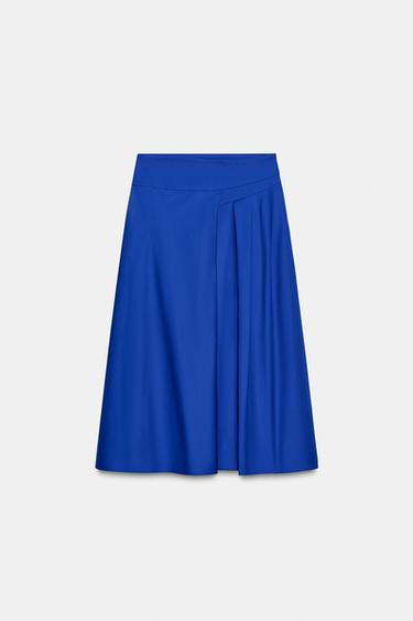 FALDA MIDI PLIEGUES CAPA - Azulina de Zara