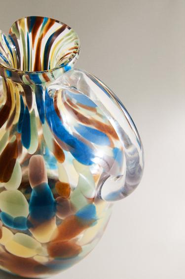 COLOURED GLASS JUG - Sand / Blue by Zara - Image 2