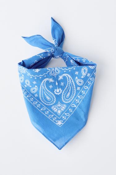 SQUARE PRINTED BANDANNA - Ink blue by Zara