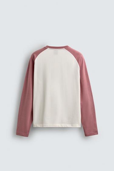 T-SHIRT COLOR BLOCK - Blanc / Rose de Zara - Image 7