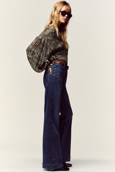 JEAN Z1975 ÉVASÉ TAILLE HAUTE CEINTURE - Bleu de Zara - Image 4