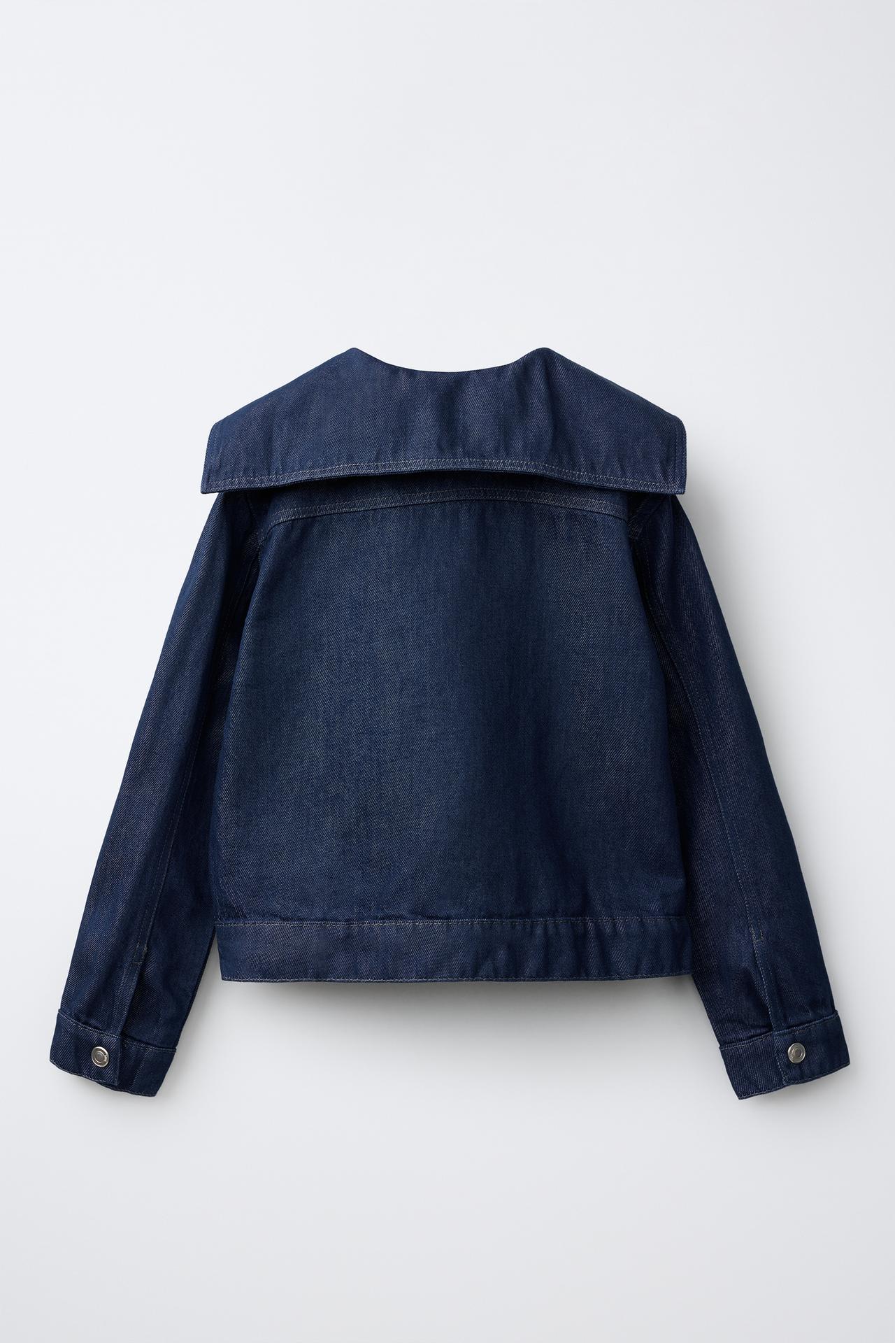 DENIM JACKET WITH SAILOR COLLAR — Blue