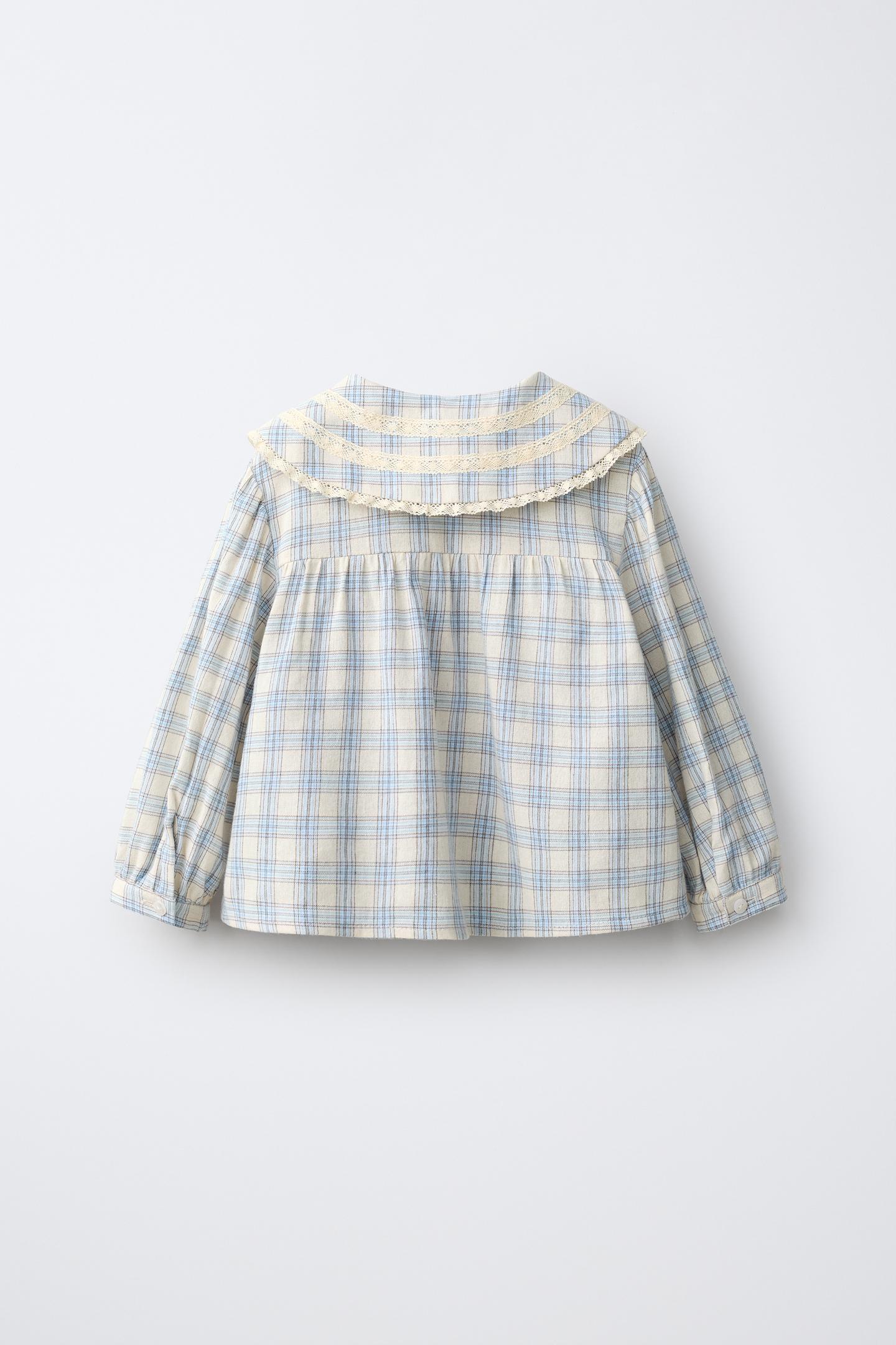 Детская рубашка Zara Romantic Checked, цвет: Светлый синий — фото 2