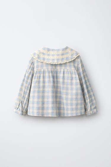 ROMANTIC CHECKED SHIRT — Light blue 2