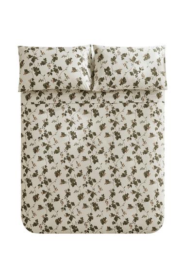 CAPA DE EDREDOM COM ESTAMPA DE FOLHAS - Branco-marfim da Zara