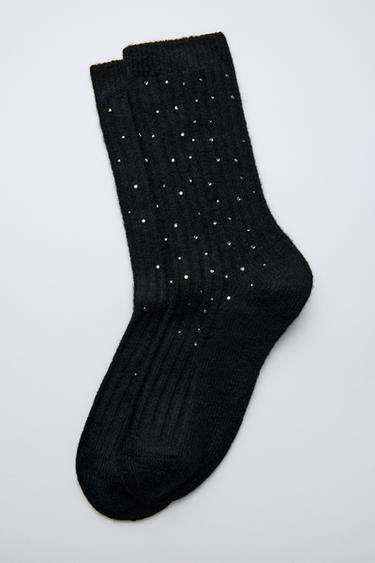 CHAUSSETTES HAUTES STRASS - Noir de Zara - Image 4