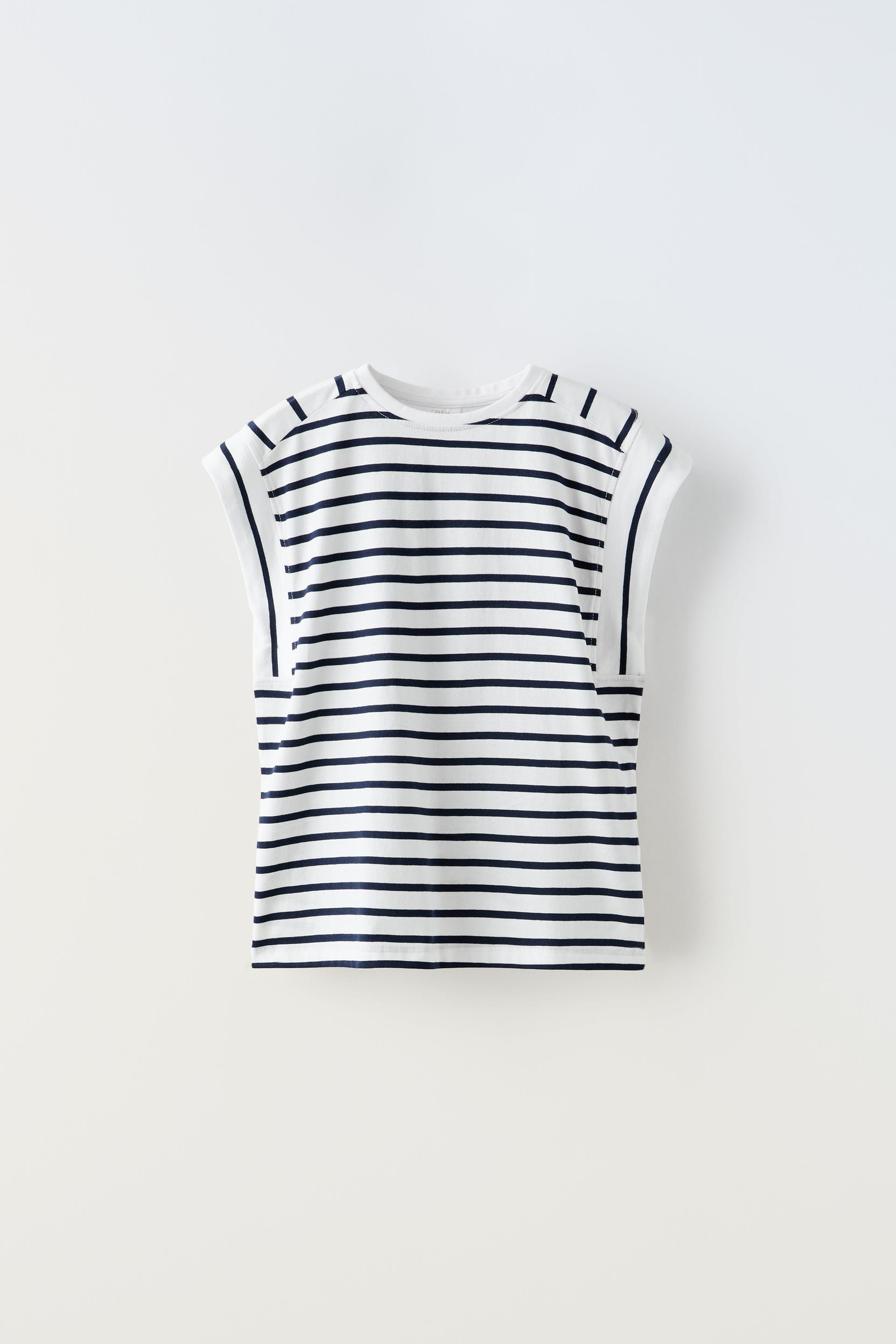 STRIPED T-SHIRT WITH TAB - Stripes | ZARA United Kingdom