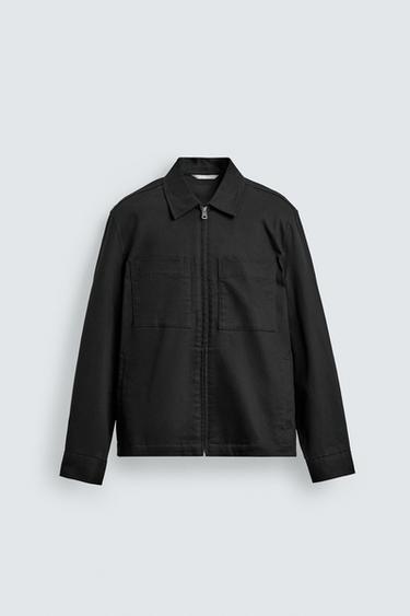 REGULAR FIT OVERSHIRT WITH POCKETS - Black by Zara