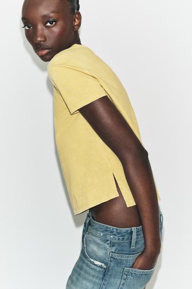 RUSTIC SHORT SLEEVE T-SHIRT - Yellow by Zara - Image 2