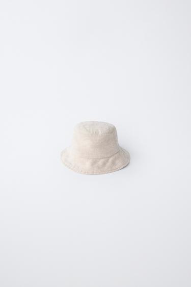 GORRO BUCKET 100% LINO - Beige claro de Zara - Imagen 0