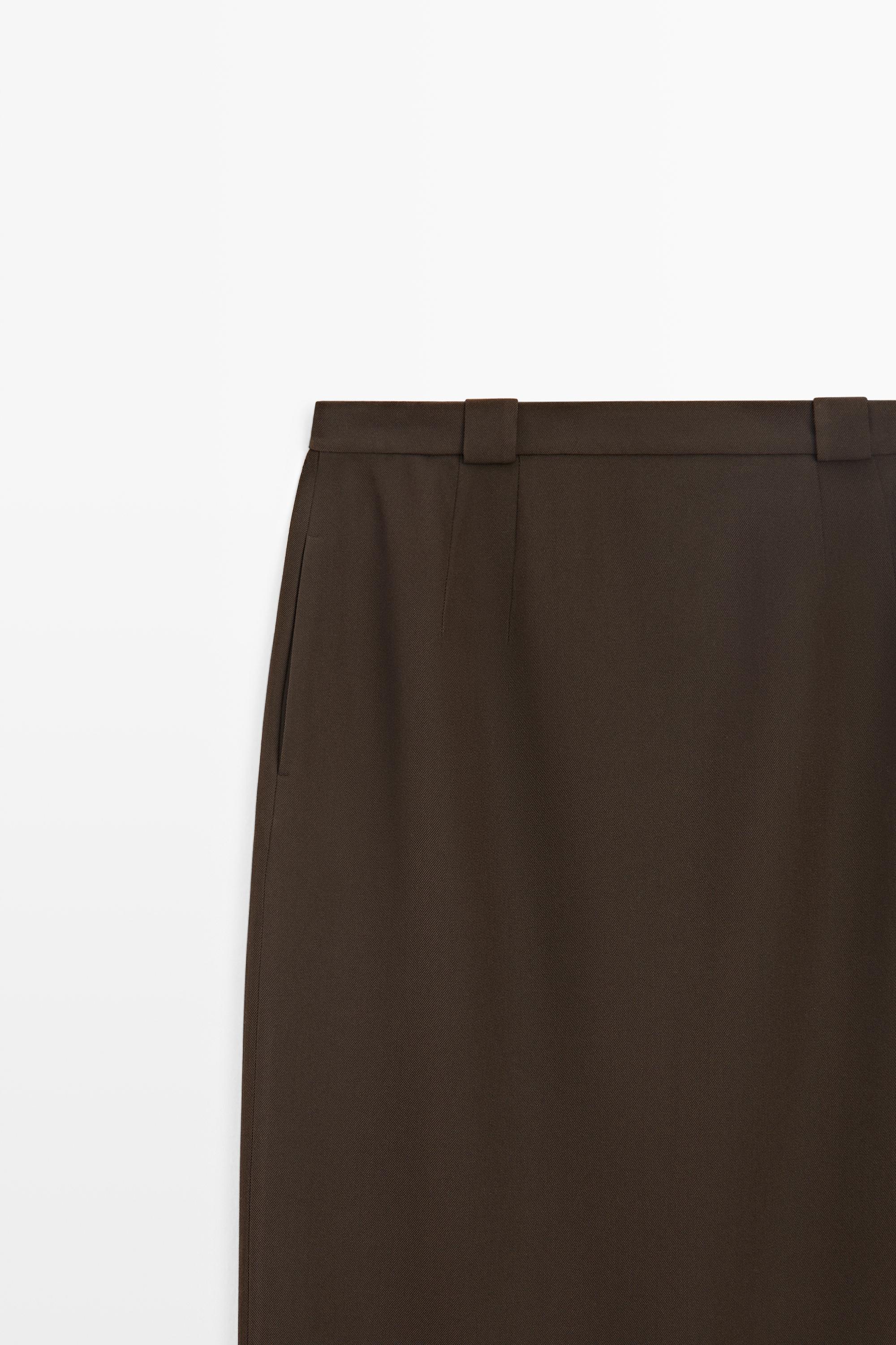 Straight wool blend midi skirt