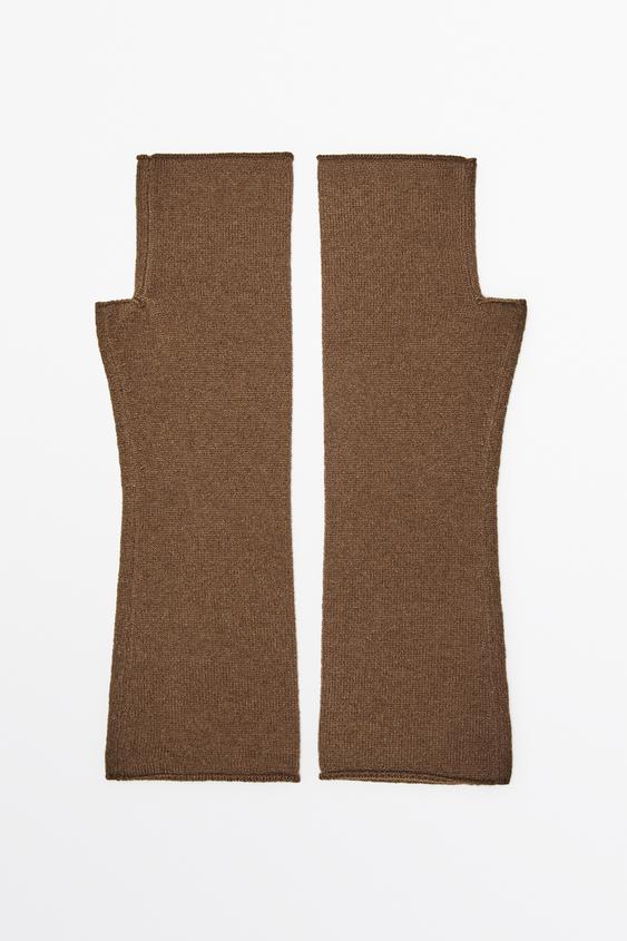 Zara Wool and cashmere knit mittens - Caramel - Image 0