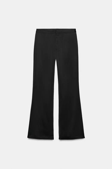 PANTALÓN FLARE SATINADO - Negro de Zara - Imagen 0