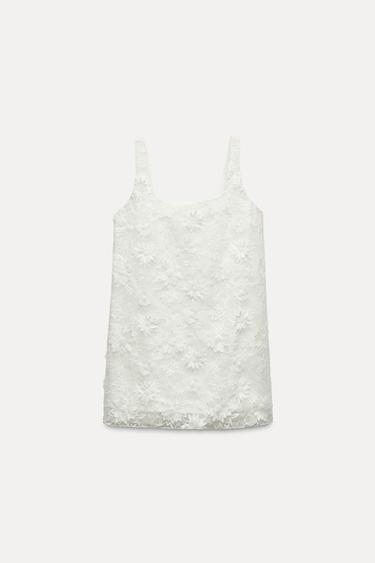 VESTIDO CORTO BORDADOS ZW COLLECTION - Blanco roto de Zara