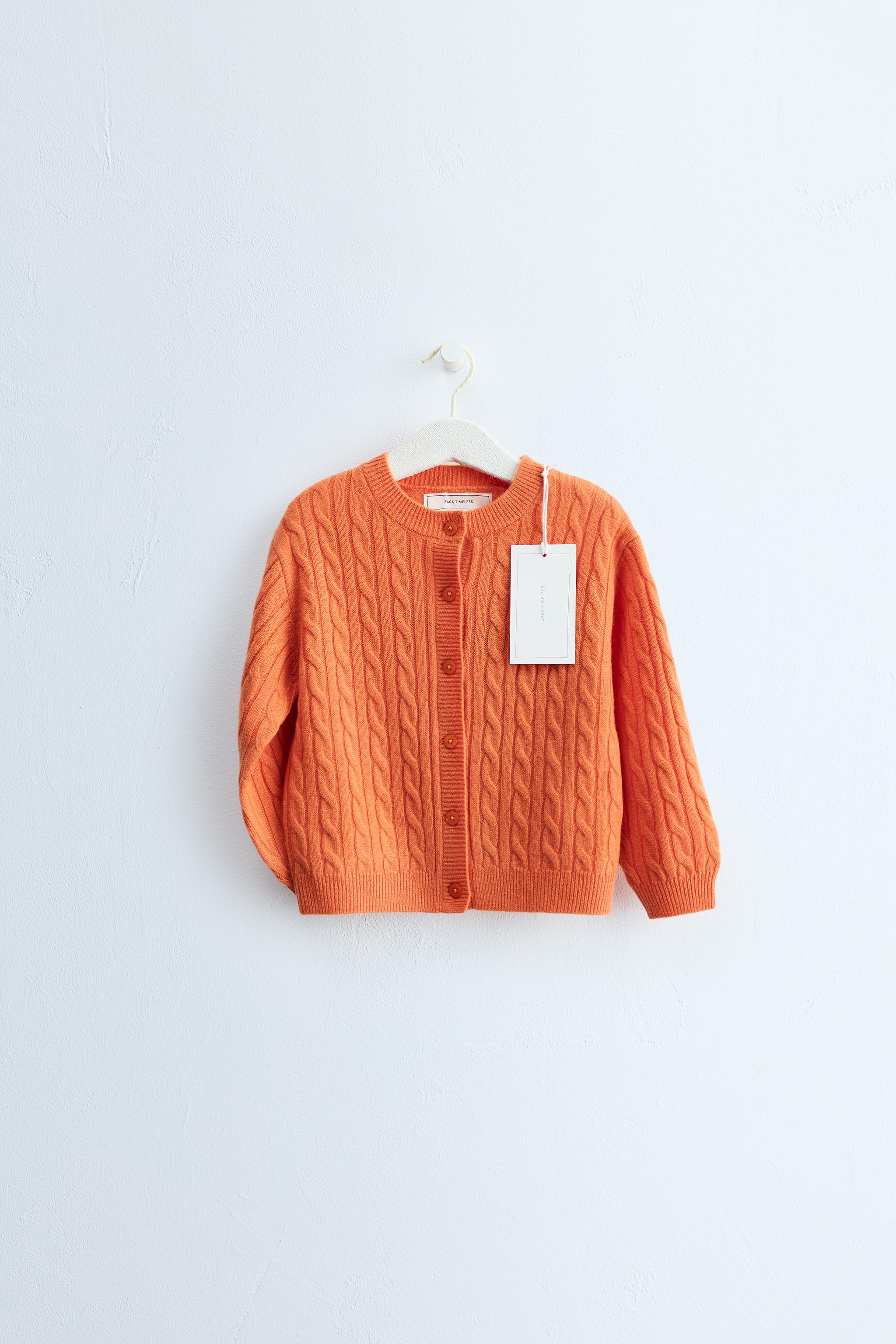 ZARA TIMELESS - 100％ウール ケーブルニットカーディガン - オレンジ