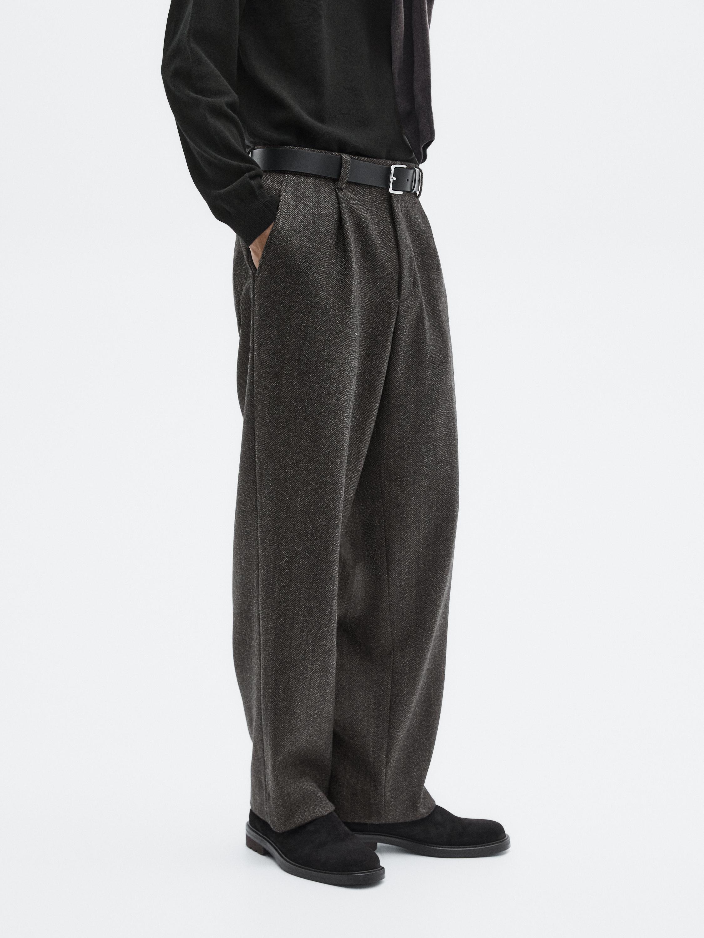 Herringbone wool blend trousers - LIMITED
