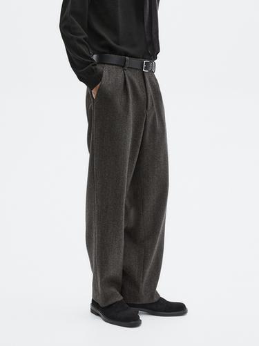 Zara Herringbone wool blend trousers - LIMITED - Gray