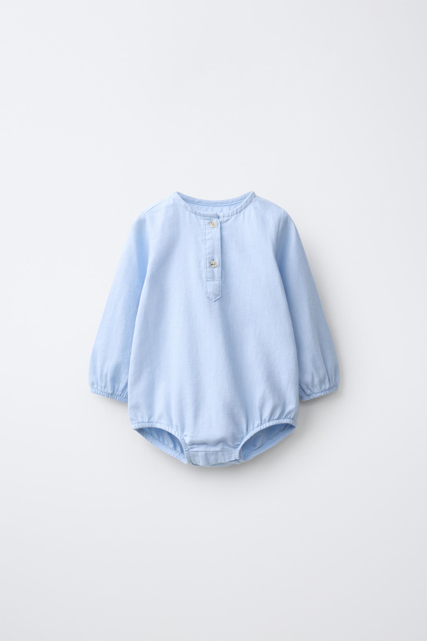 Боди для детей, с планкой на пуговицах — Zara, цвет: Выцветший синий — фото 1