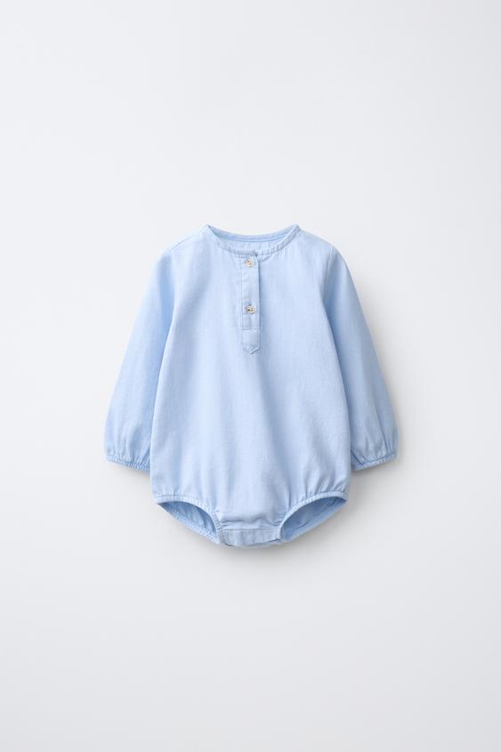 BODY À COL TUNISIEN - Bleu délavé de Zara - Image 0