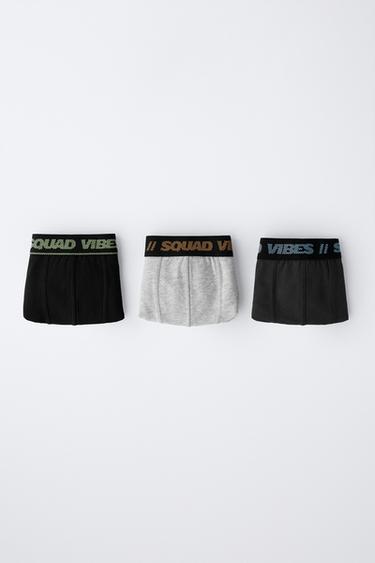 6-14 YEARS/ THREE-PACK OF TEXT BOXERS - Black de Zara - Image 4