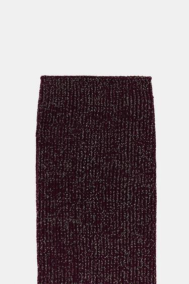 POLYAMIDE SOCKS WITH METALLIC THREAD - Burgundy by Zara - Image 2
