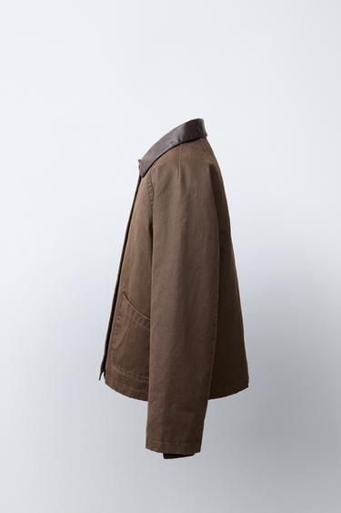 BLOUSON CIRE À COL BIMATIÈRE - Marron de Zara - Image 3