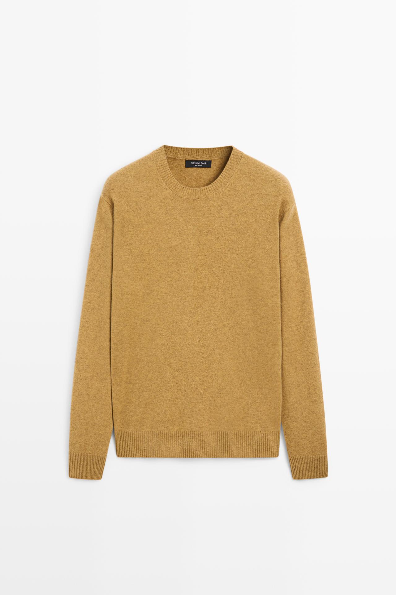 Wool blend round neck knit sweater — Mocha