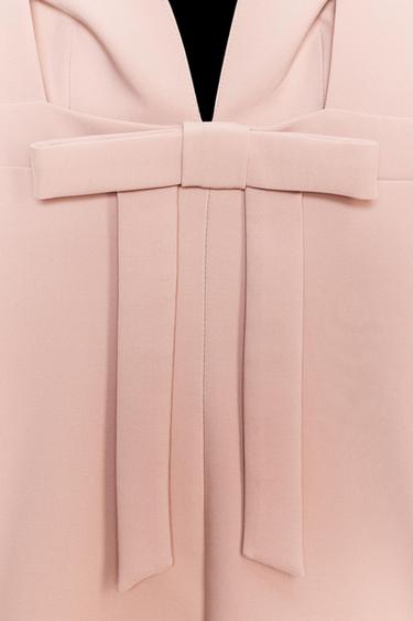 Zara BOW ELASTIC SHORT DRESS - Faded pink
