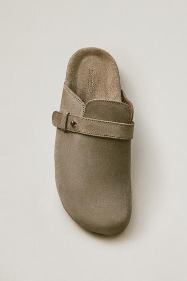 TAMANCO DE COURO DETALHE CHUPETE - Cinza-toupeira da Zara