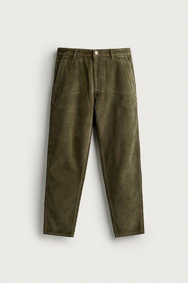 CARROT-FIT CORDUROY PANTS — Khaki 1