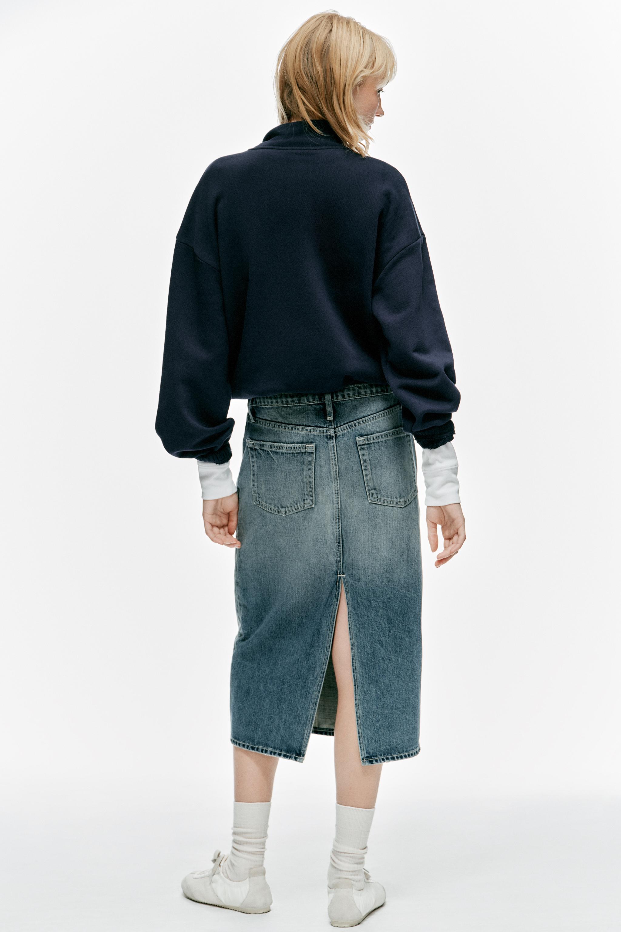 Zara TRF DENIM MİDİ ETEK görsel 5