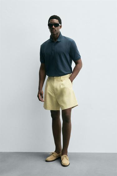 Zara 紋理網眼布 POLO 衫 - 石油色 - 圖片 0