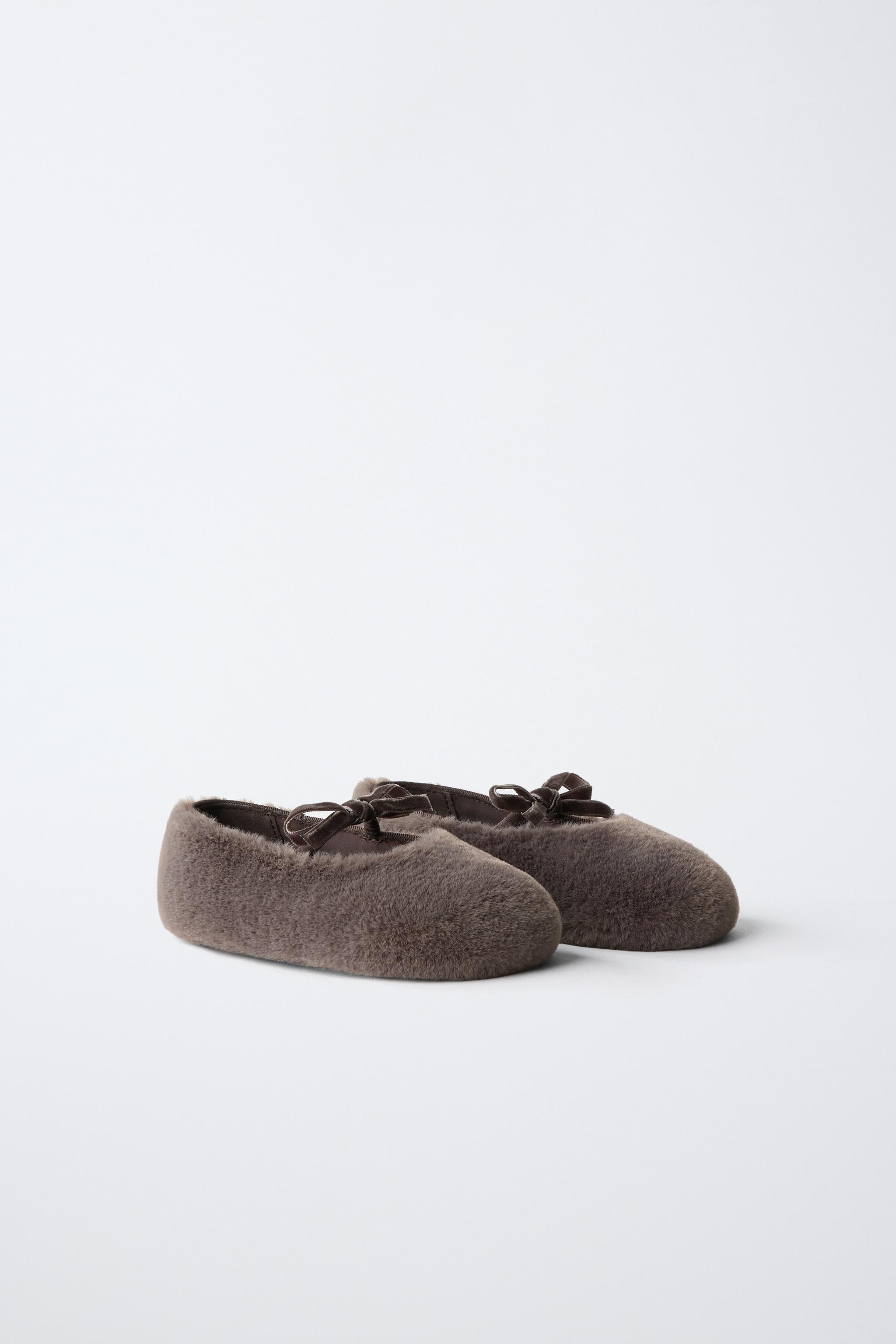 BALLERINES EFFET FOURRURE ET NŒUD