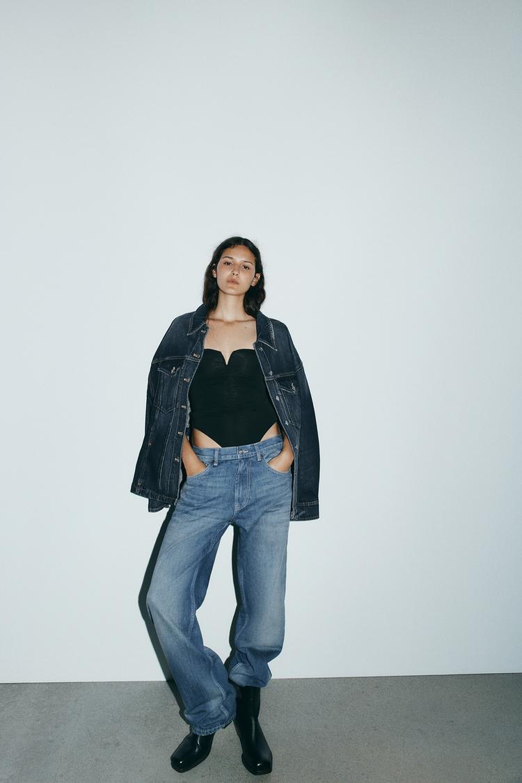 RUFFLED POLYAMIDE BANDEAU BODYSUIT - Main Image