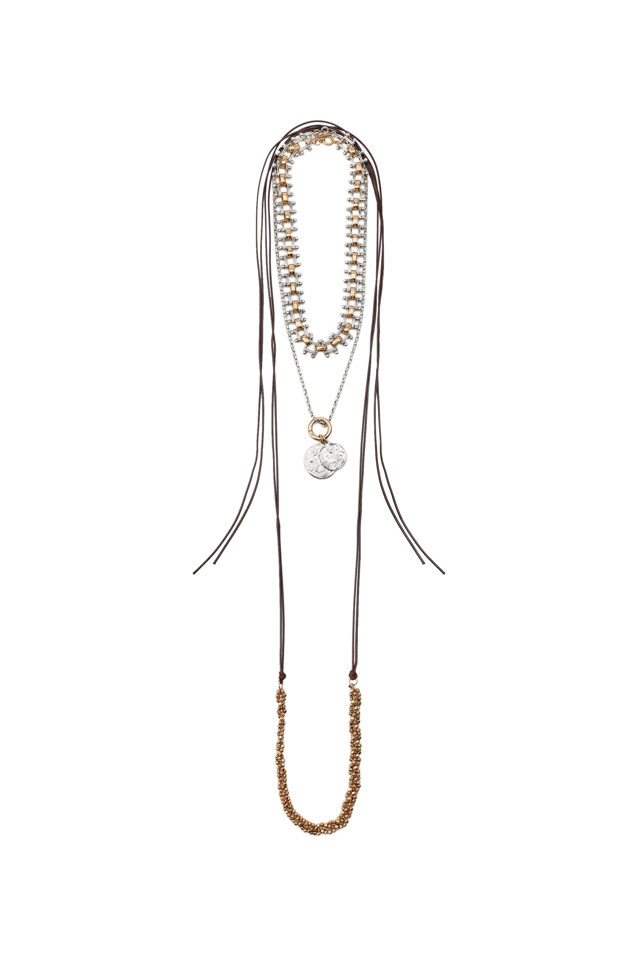 PACK OF 3 CORD AND MEDALLION NECKLACES - Gold / Silver | ZARA