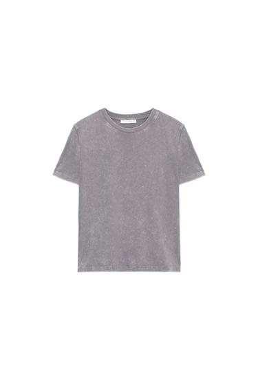 Zara RUSTIC SHORT SLEEVE T-SHIRT - Dusty purple