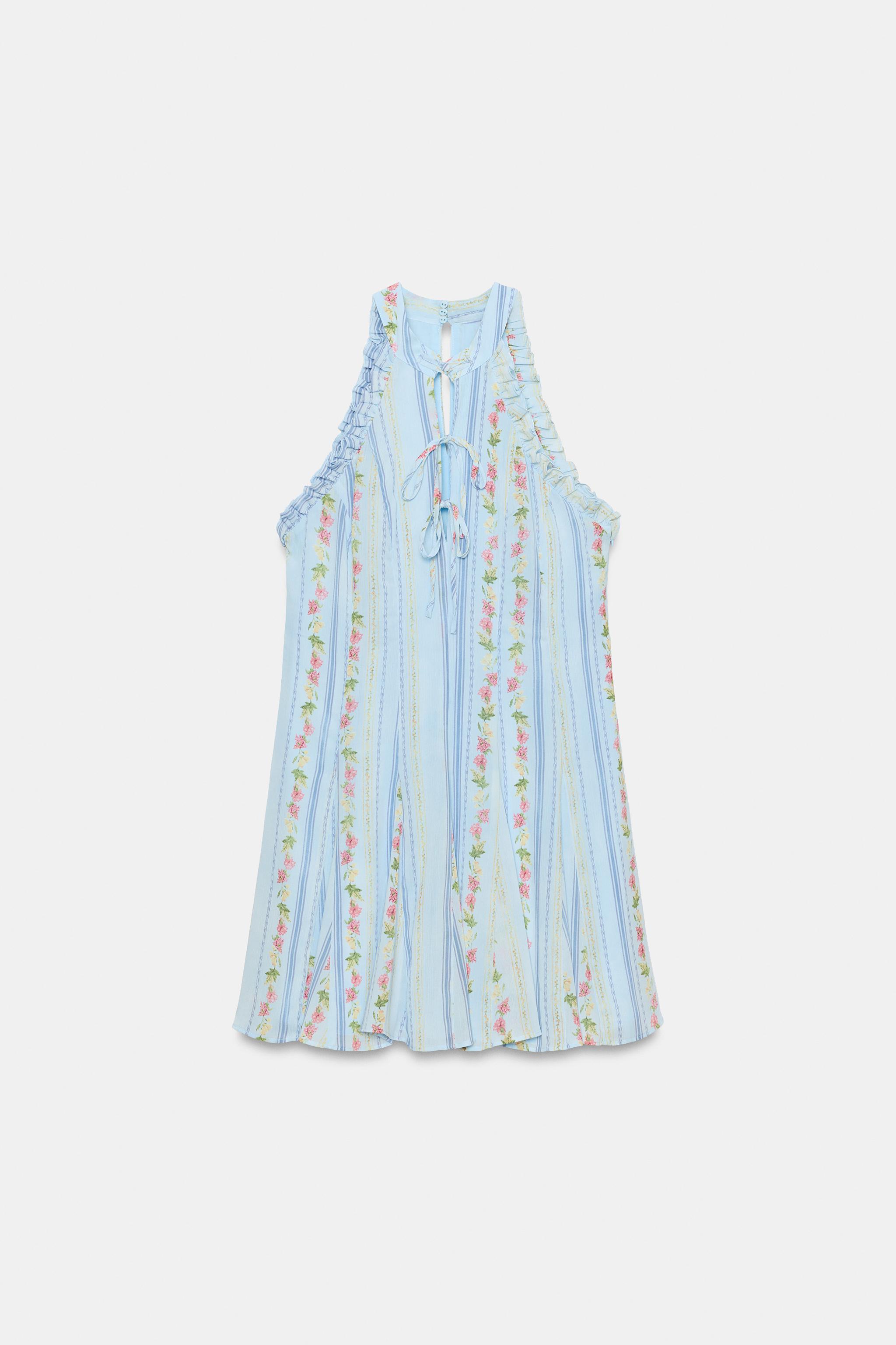 FLORAL PRINT HALTER MINI DRESS