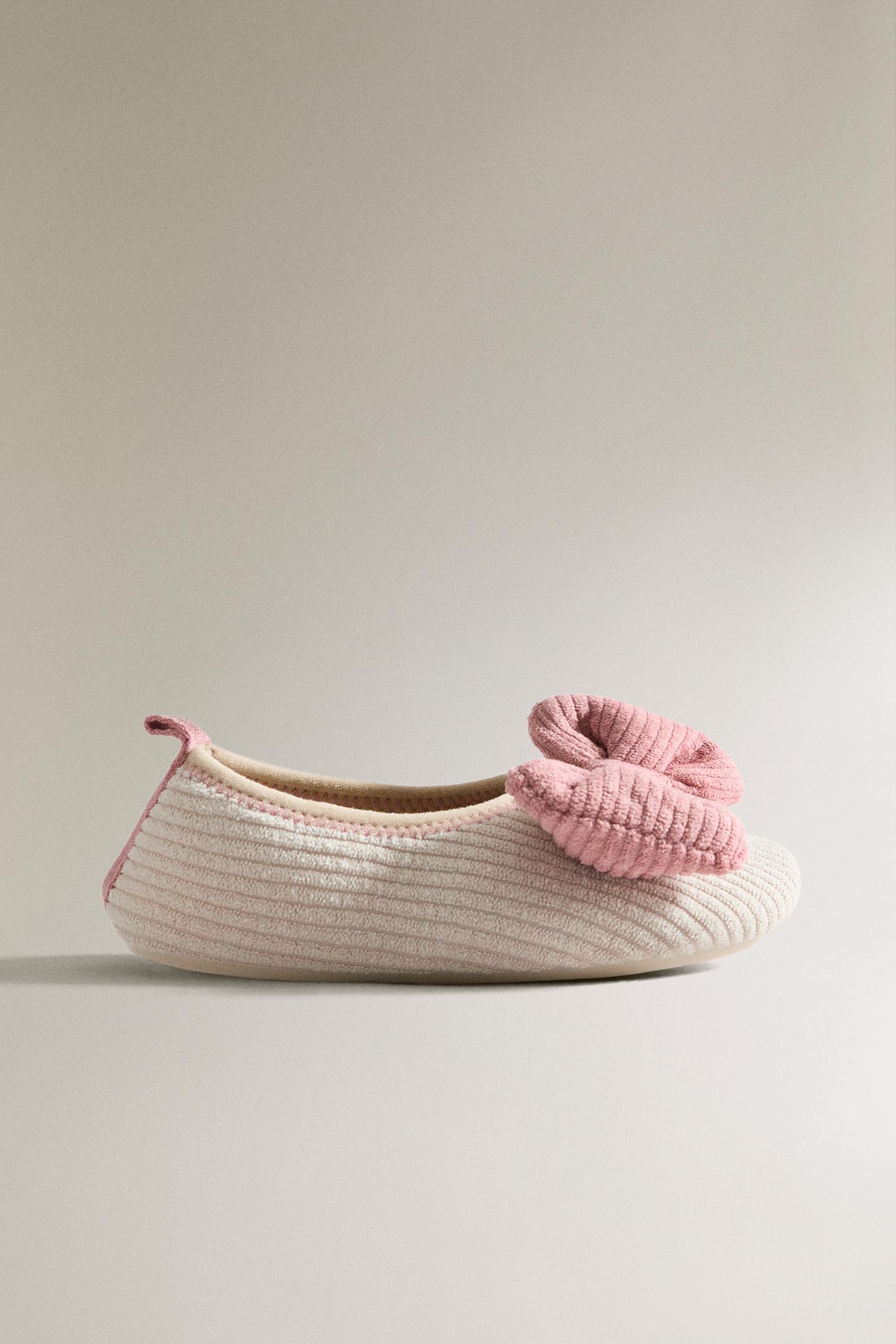 Детские балетки Zara Kids Bow Ballet Flats, цвет: Бежевый — фото 1