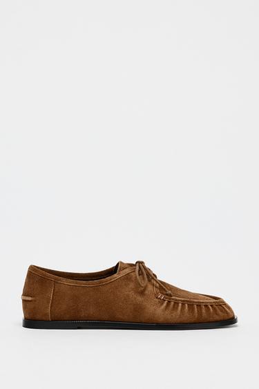 MOCASIN CORDONES SERRAJE SOFT - Marrón de Zara